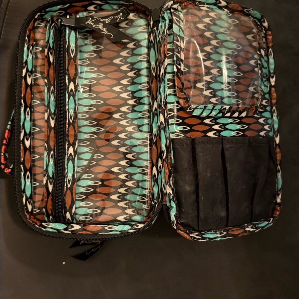 Vera Bradley Teal and Brown Patterned Cosmetic Bag